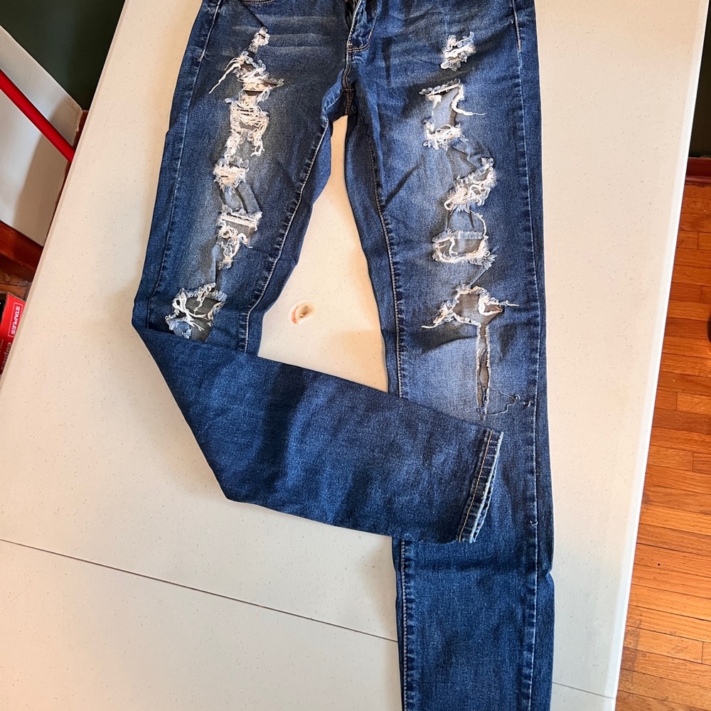 Bluenotes Blue Jeggings with Distressed Detailing